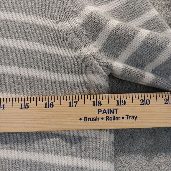 Gap Womens Sweater Cotten Knit Gray White Striped Crew Neck Casual Size M - Picture 3 of 10